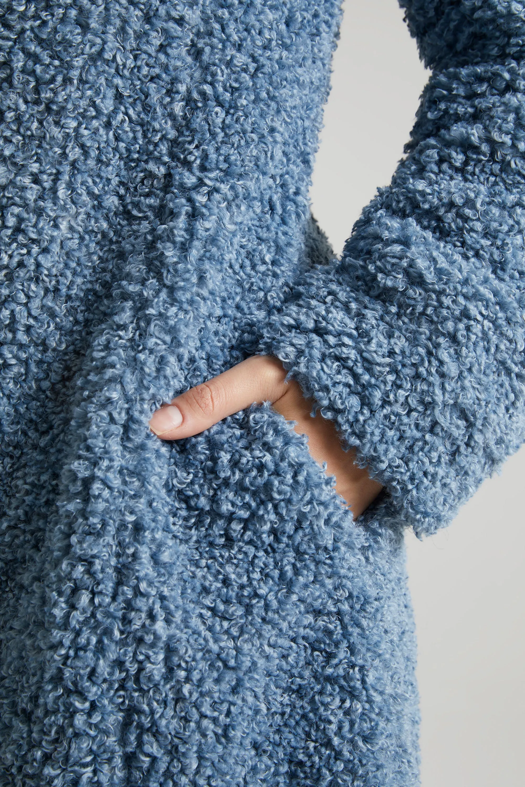 Long Shearling Coat in Blue sold by Oh Polly product image thumbnail 5