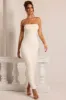 Embellished Bandeau Cowl Neck Maxi Dress in White sold by Oh Polly