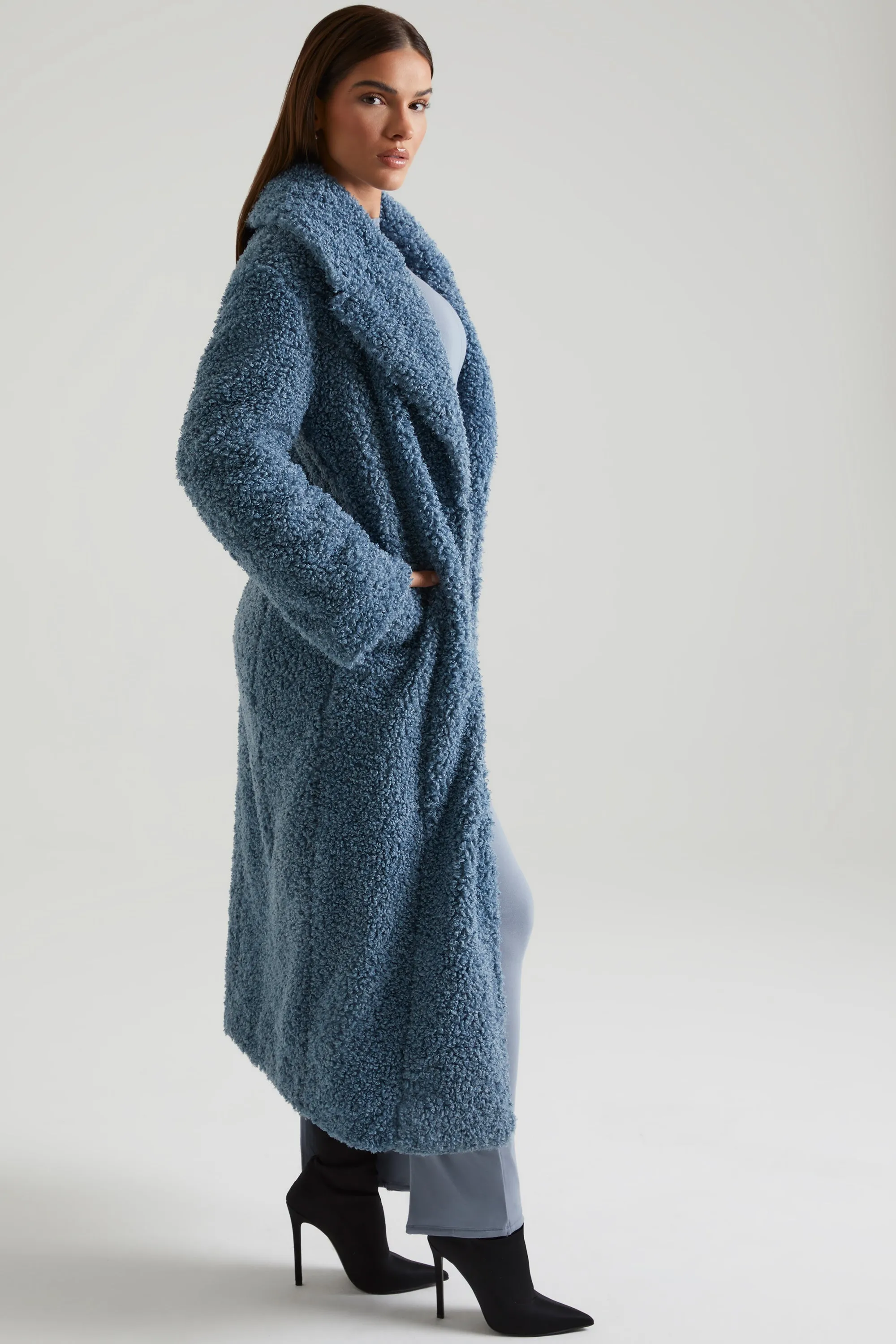 Long Shearling Coat in Blue sold by Oh Polly product image thumbnail 3