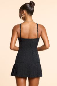 Woven Wool Drop Waist Kilt Mini Dress in Black sold by Oh Polly