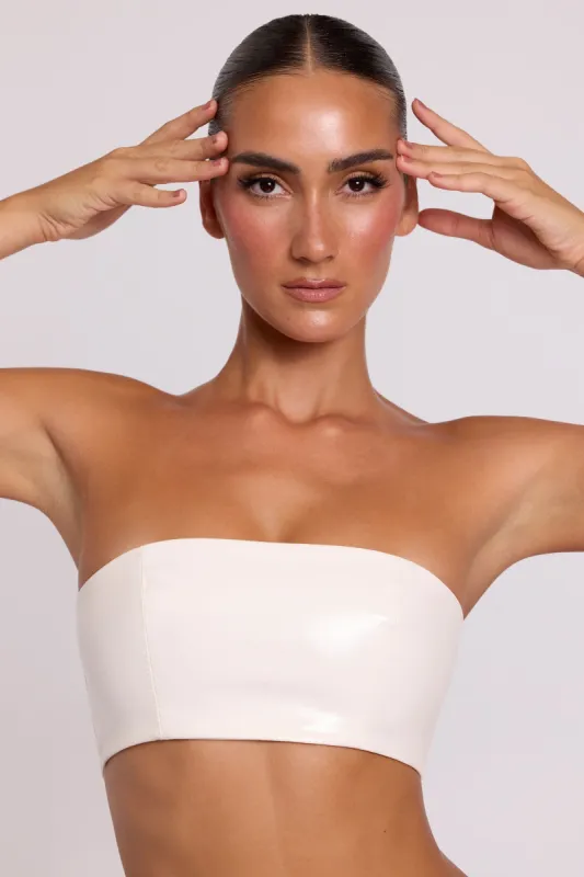 Vinyl Bandeau Bralette in White made by Oh Polly