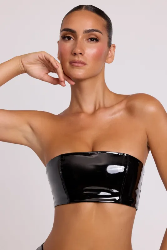 Vinyl Bandeau Bralette in Black sold by Oh Polly