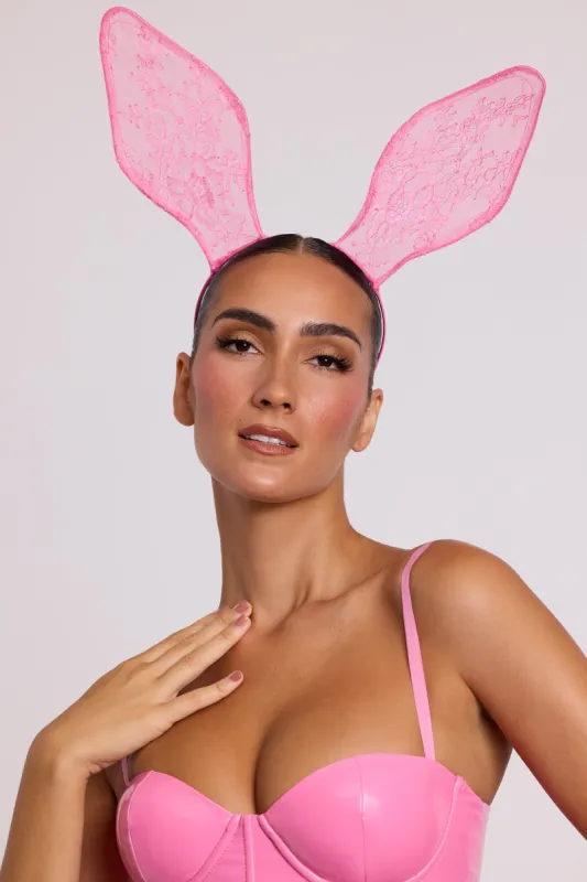 Wired Lace Bunny Ears in Pink sold by Oh Polly