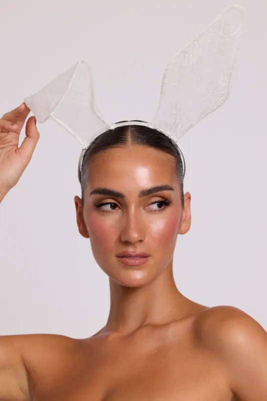Wired Lace Bunny Ears in White sold by Oh Polly