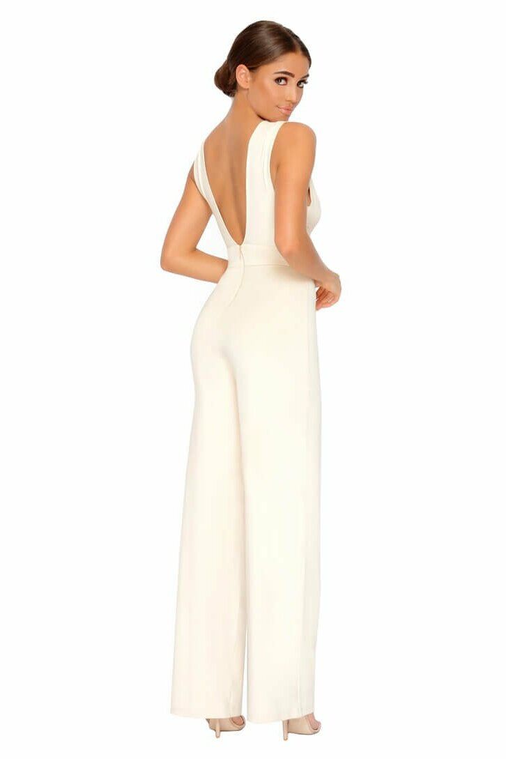 Just Say Flow Double Layered Plunge Jumpsuit in Cream sold by Oh Polly product image thumbnail 11