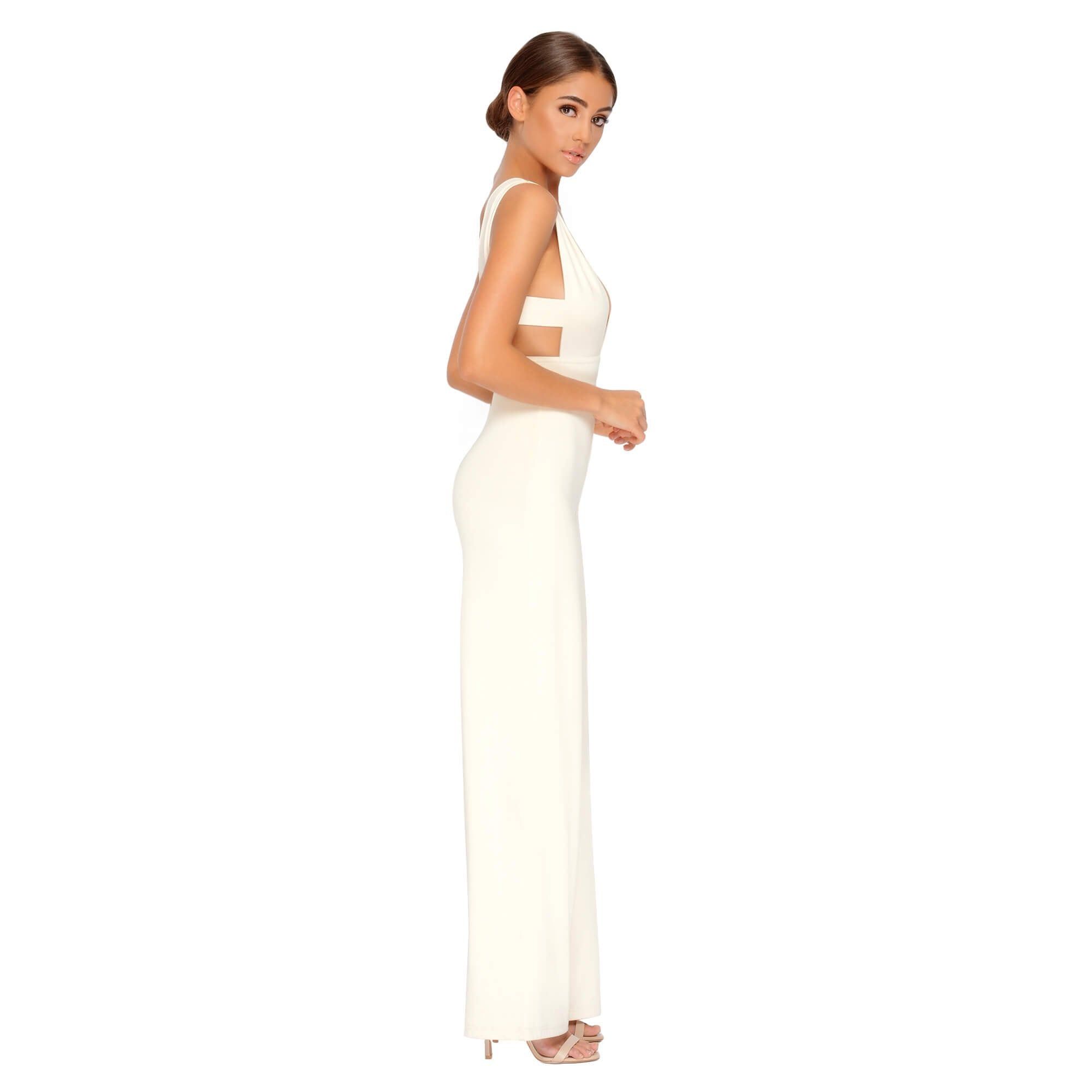 Just Say Flow Double Layered Plunge Jumpsuit in Cream sold by Oh Polly product image thumbnail 12