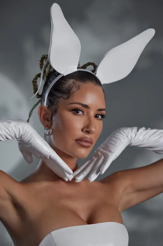 Hand Stitched Vinyl Bunny Ears in White sold by Oh Polly