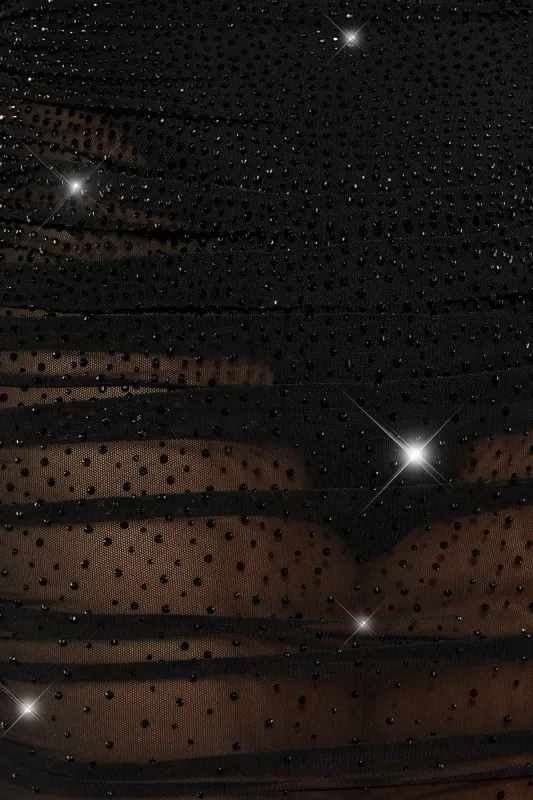 After Party Underwired Embellished Bustier Crop Top in Black sold by Oh Polly