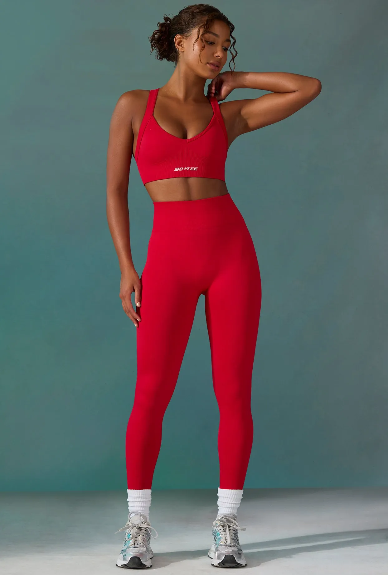 Petite Super Sculpt Seamless Leggings in Tango Red sold by Oh Polly