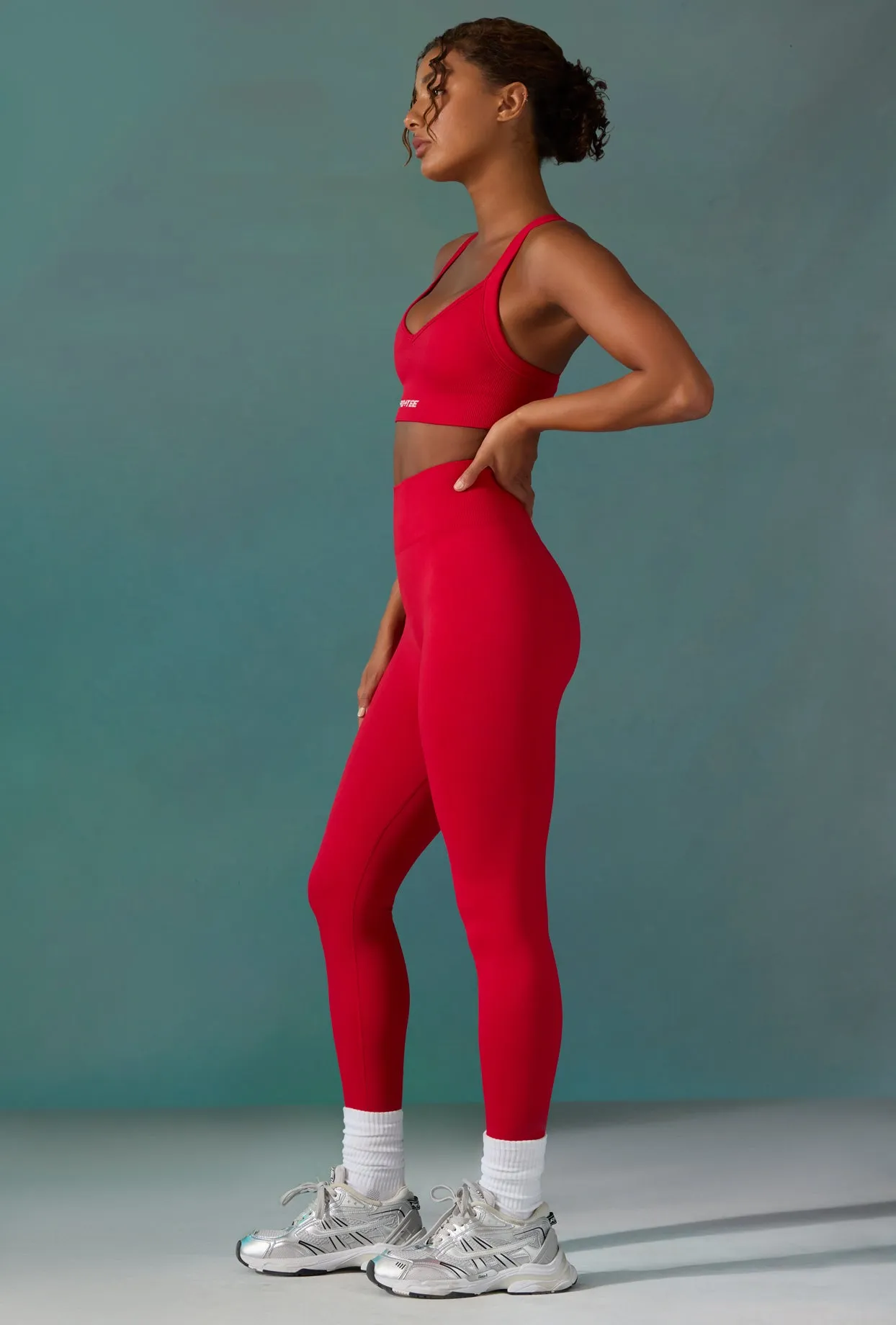 Petite Super Sculpt Seamless Leggings in Tango Red sold by Oh Polly product image thumbnail 3