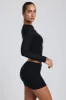 Modal Ruched Long-Sleeve Top in Black sold by Oh Polly