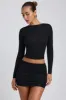Modal Ruched Long-Sleeve Top in Black sold by Oh Polly
