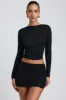 Modal Ruched Long-Sleeve Top in Black sold by Oh Polly