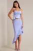 Bias Cut Satin Asymmetric Maxi Skirt in Periwinkle sold by Oh Polly