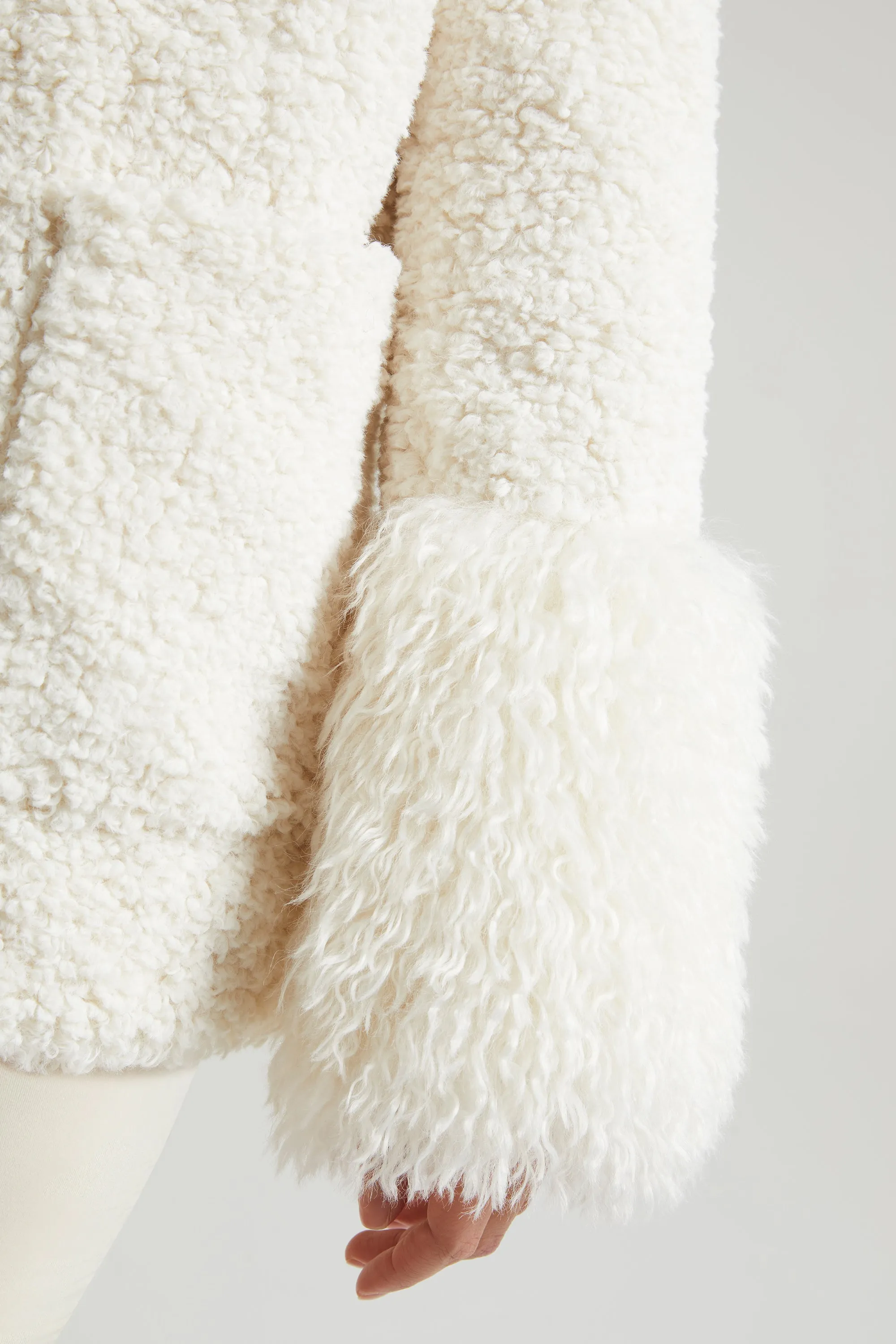 Shearling Coat with Large Front Pockets in Cream sold by Oh Polly product image thumbnail 5