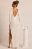 Embellished Long Sleeve Backless Maxi Dress in White sold by Oh Polly