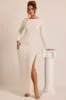 Embellished Long Sleeve Backless Maxi Dress in White sold by Oh Polly