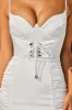 Sugar Ruche Underwired Satin Mini Dress in Oyster White sold by Oh Polly