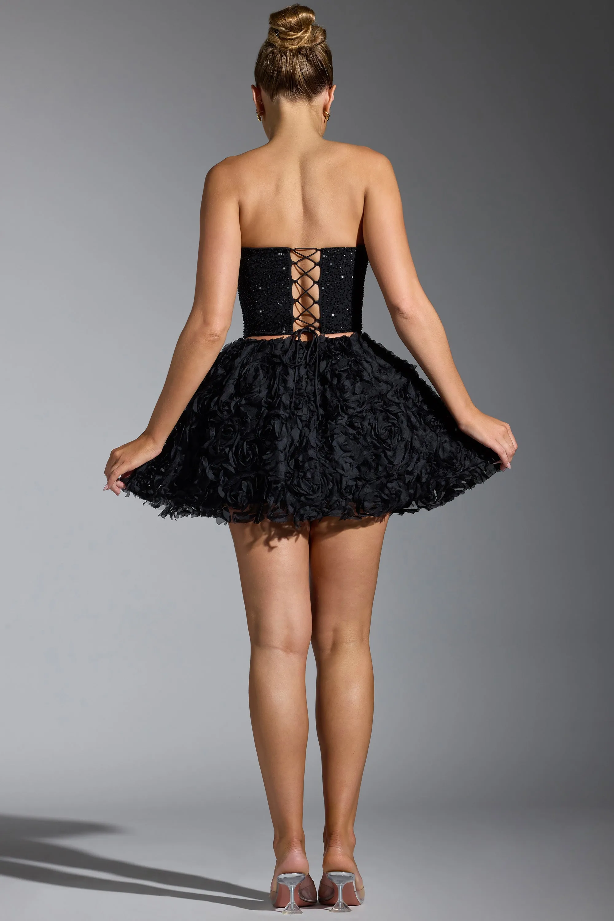 Floral-Appliqué Mini Skirt in Black sold by Oh Polly product image thumbnail 2