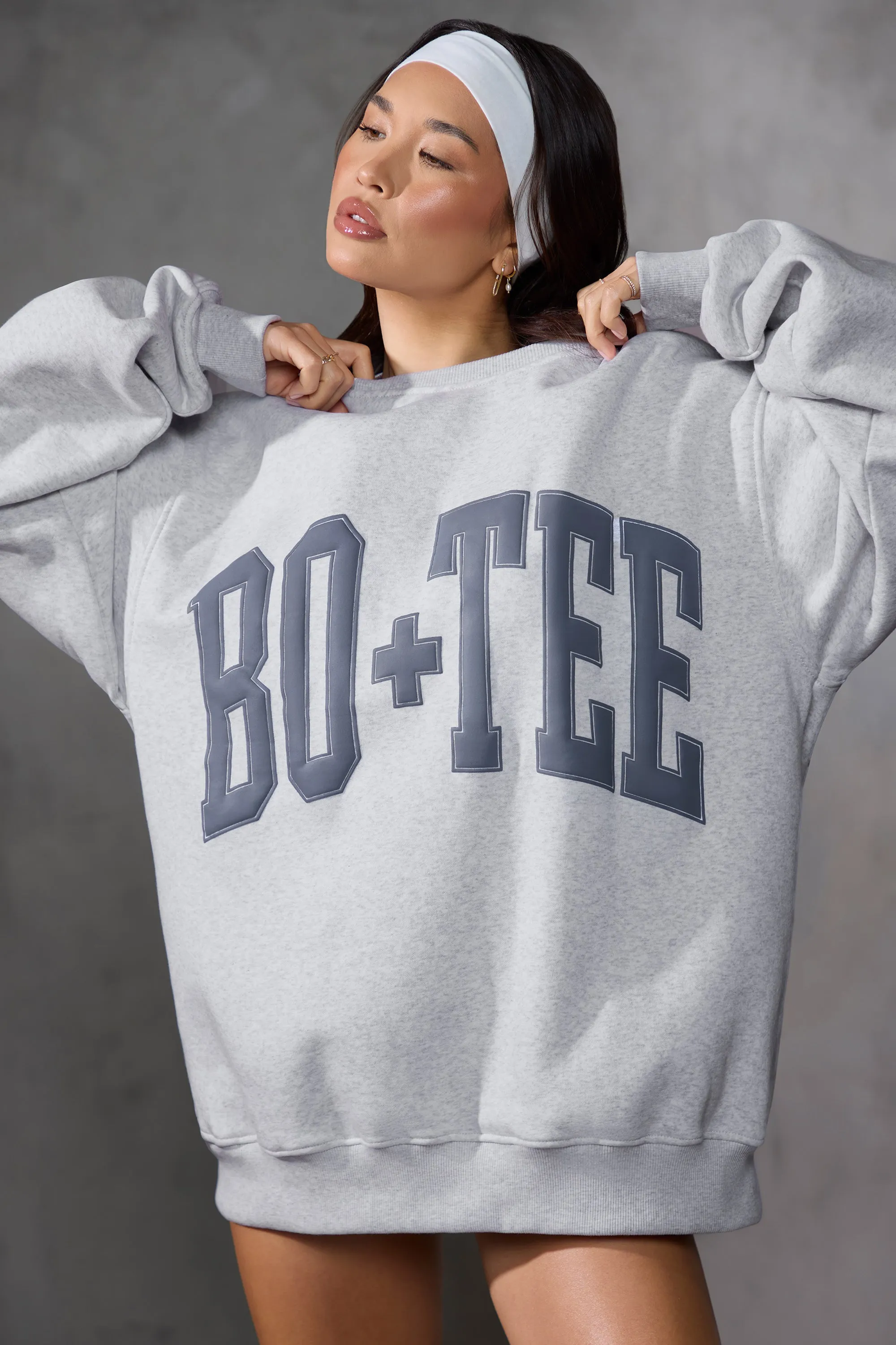 Oversized Sweatshirt in Grey Marl sold by Oh Polly product image thumbnail 4