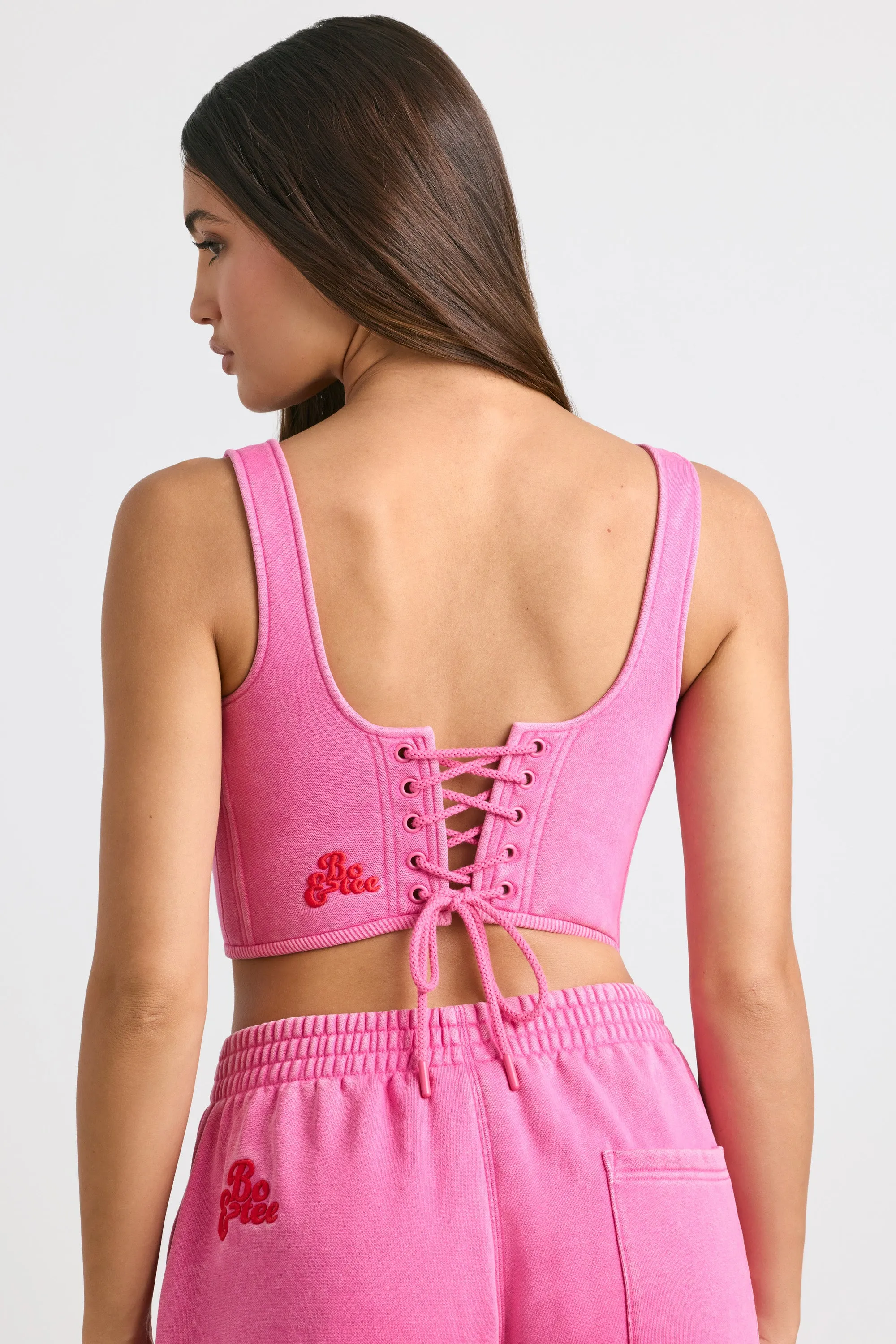Brushed Jersey Corset Crop Top in Hot Pink sold by Oh Polly product image thumbnail 2