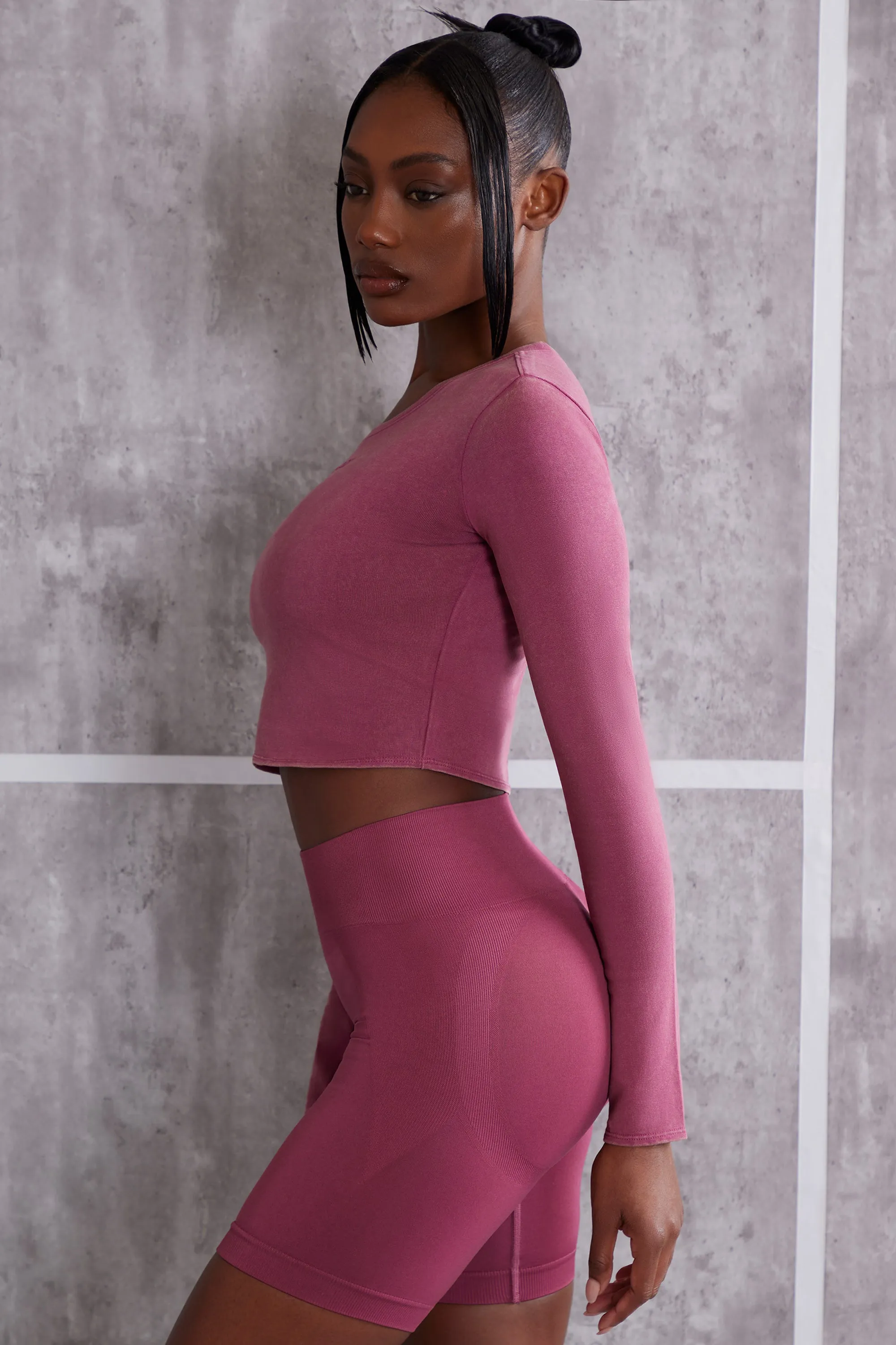 Long Sleeve T-Shirt in Dark Rose sold by Oh Polly product image thumbnail 3