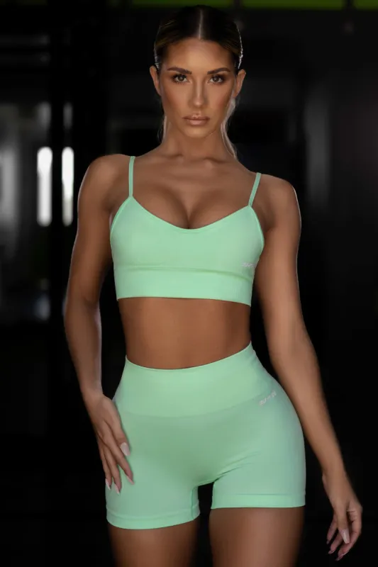 Empower Seamless V Neck Sports Bra in Green sold by Oh Polly
