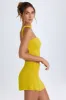 Ruched Mid-Rise Mini Skirt in Buttercup sold by Oh Polly