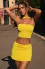 Ruched Mid-Rise Mini Skirt in Buttercup sold by Oh Polly