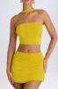 Ruched Mid-Rise Mini Skirt in Buttercup sold by Oh Polly