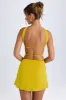 Ruched Mid-Rise Mini Skirt in Buttercup sold by Oh Polly