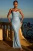 Embellished Fishtail Maxi Dress in Light Blue sold by Oh Polly