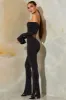 Tall Long Sleeve Open Back Jumpsuit in Black sold by Oh Polly