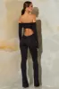 Tall Long Sleeve Open Back Jumpsuit in Black sold by Oh Polly