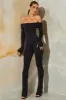 Tall Long Sleeve Open Back Jumpsuit in Black sold by Oh Polly
