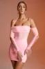 Lace Up Long Sleeve Corset Mini Dress in Pink sold by Oh Polly
