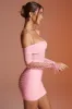 Lace Up Long Sleeve Corset Mini Dress in Pink sold by Oh Polly