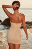 Beaded Crochet Mini Dress in Beige sold by Oh Polly