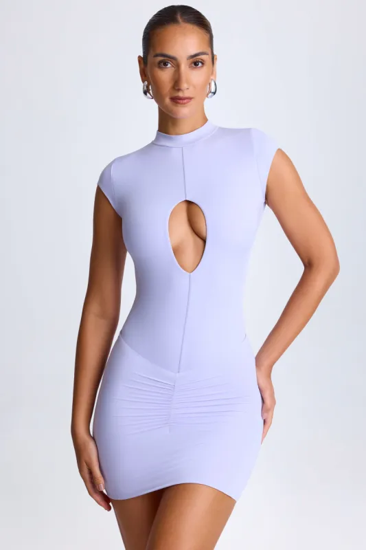 Ruched Mini Skirt in Soft Lilac sold by Oh Polly