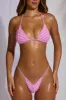 String Thong Bikini Bottoms in Pink and Purple Print sold by Oh Polly