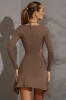 Long Sleeve Cut Out Mini Dress in Taupe sold by Oh Polly