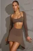 Long Sleeve Cut Out Mini Dress in Taupe sold by Oh Polly