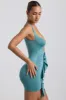 Slinky Jersey Cut-Out Ruffle-Trim Mini Dress in Sea Green sold by Oh Polly