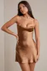 Satin Soft Cup A-Line Mini Dress in Mocha sold by Oh Polly