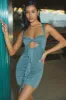Slinky Jersey Cut-Out Ruffle-Trim Mini Dress in Sea Green sold by Oh Polly
