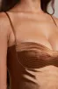 Satin Soft Cup A-Line Mini Dress in Mocha sold by Oh Polly