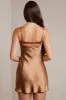Satin Soft Cup A-Line Mini Dress in Mocha sold by Oh Polly