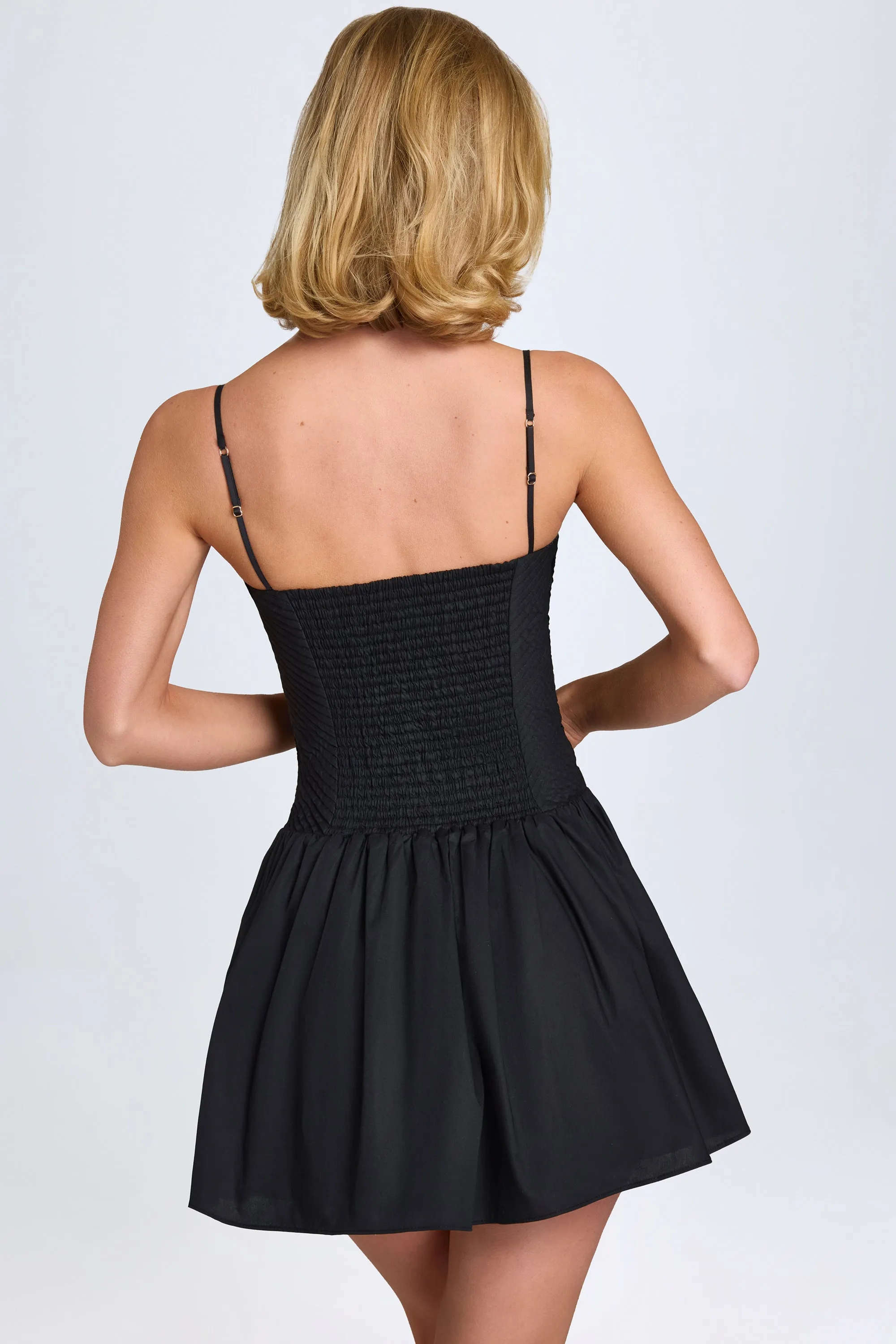 Pintucked Shirred Mini Dress in Black sold by Oh Polly product image thumbnail 3