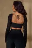Embellished Sleeve Corset Crop Top in Black sold by Oh Polly