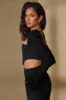 Embellished Sleeve Corset Crop Top in Black sold by Oh Polly